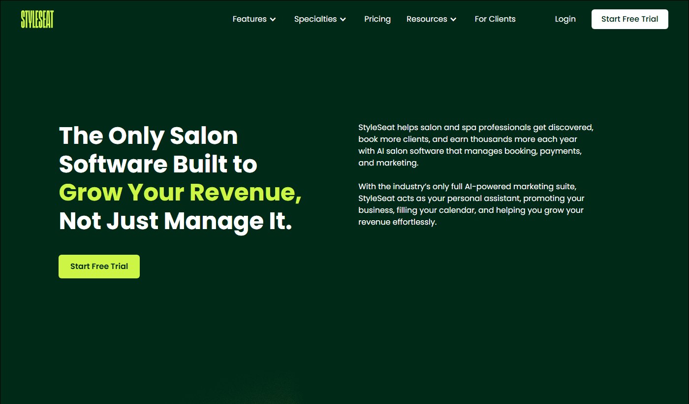 StyleSeat salon software screenshot